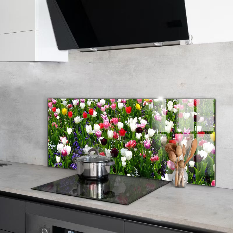 Køkkenpanel 125x50 cm Glas Sommerblomster