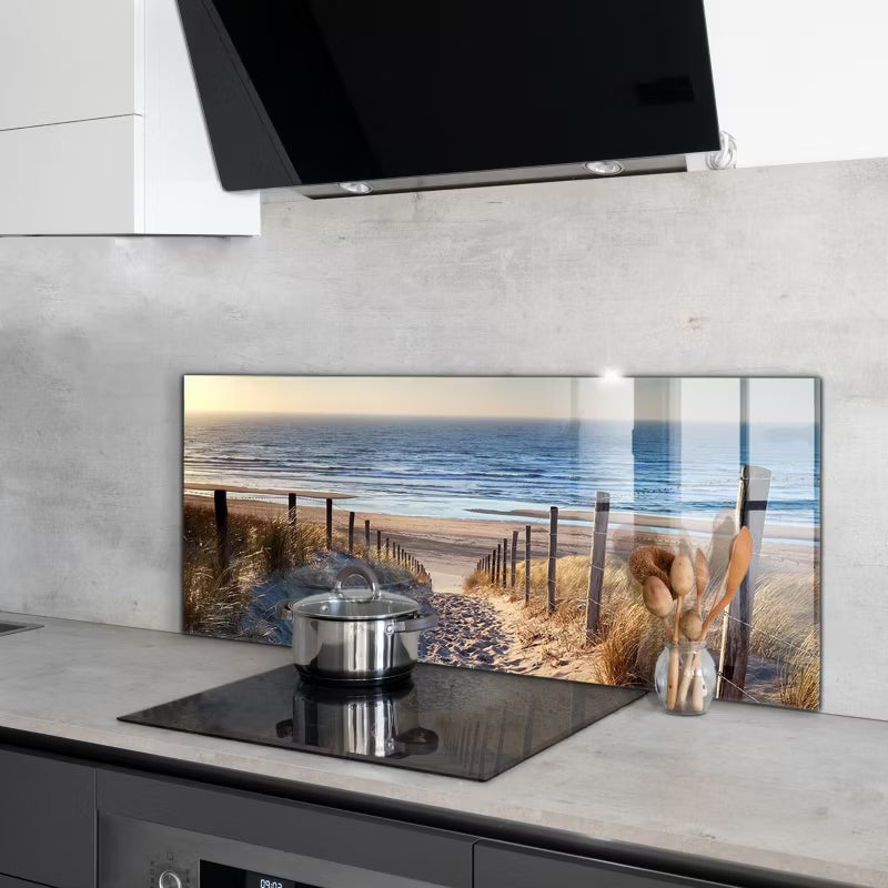 Køkkenpanel 125x50 cm Hærdet Glas Beige