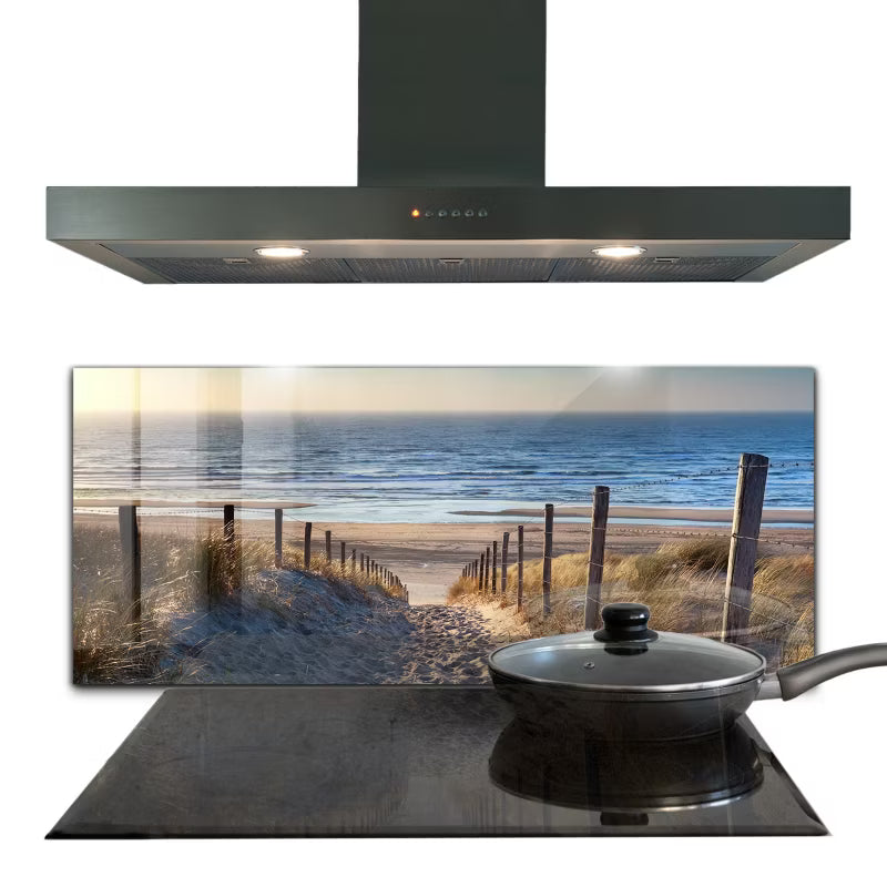 Køkkenpanel 125x50 cm Hærdet Glas Beige
