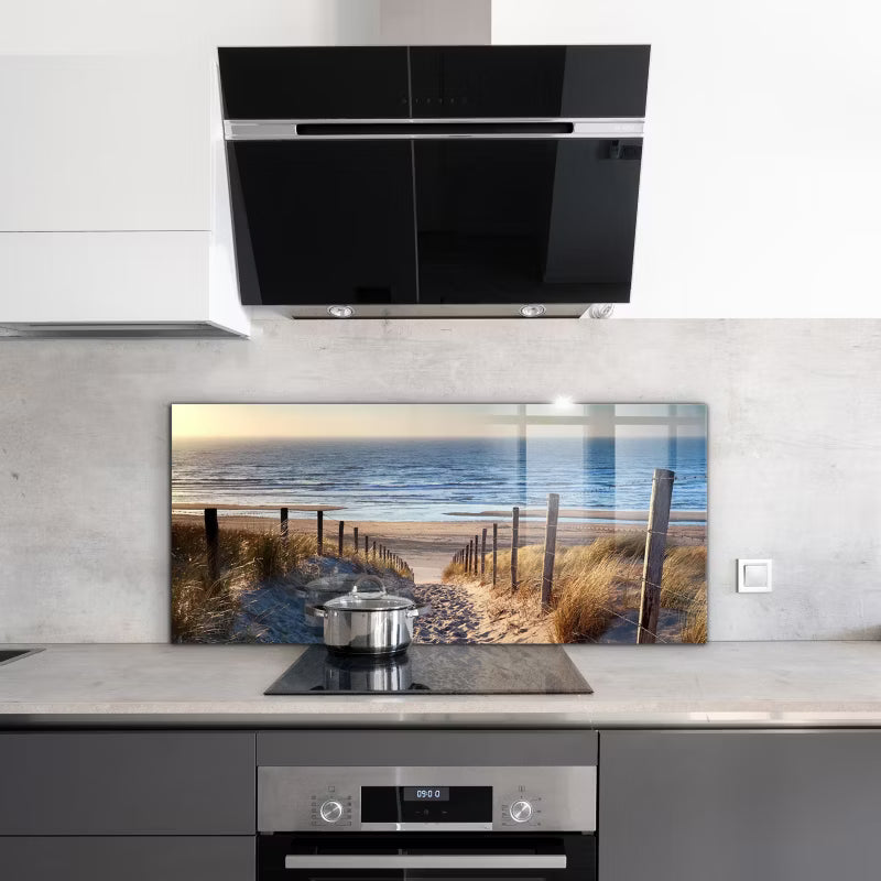 Køkkenpanel 125x50 cm Hærdet Glas Beige