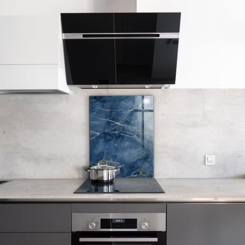 Køkkenpanel 60x80 cm Blå Marmor Glas
