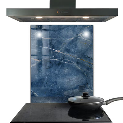 Køkkenpanel 60x80 cm Blå Marmor Glas