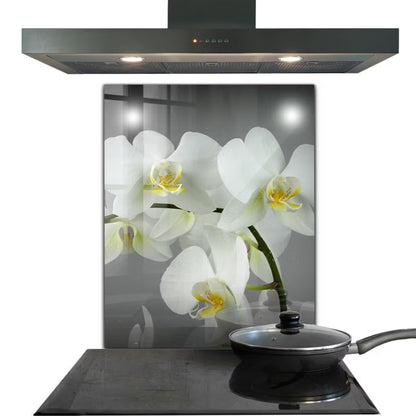 Køkkenpanel 60x80 cm Hvid Glas Hvid Orkide