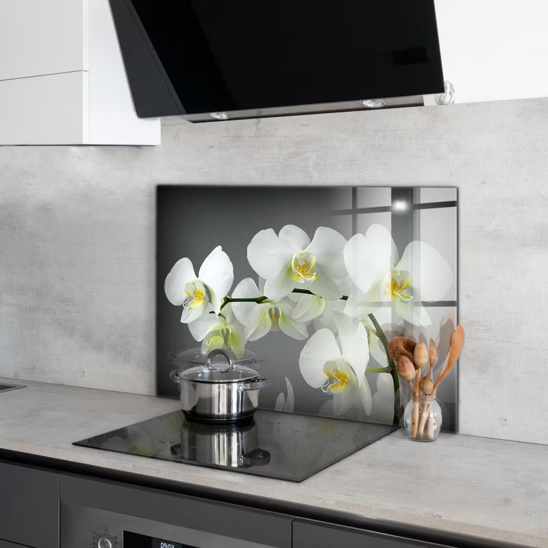 Køkkenpanel Hvid Orkide 100x70 cm Glas