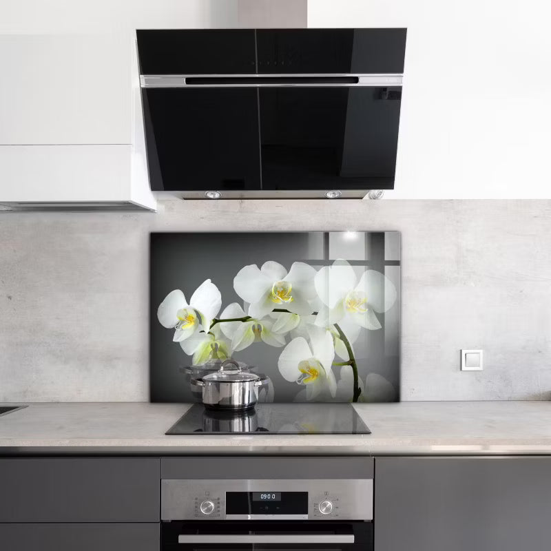 Køkkenpanel Hvid Orkide 100x70 cm Glas