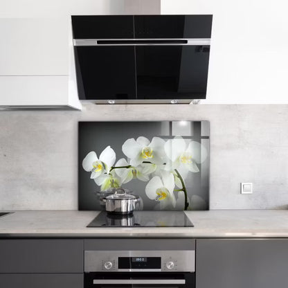 Køkkenpanel Hvid Orkide 100x70 cm Glas