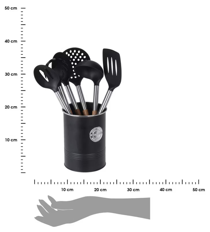 Køkkenredskabssæt med Holder 35 cm Sort