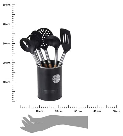 Køkkenredskabssæt med Holder 35 cm Sort