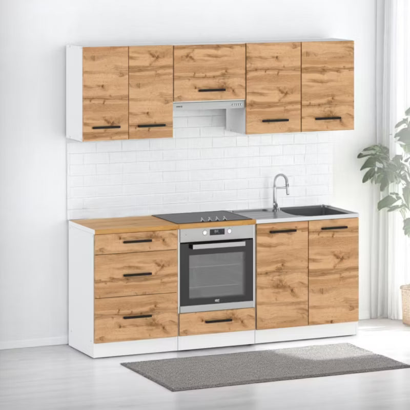 Køkkensæt Mini Mokka 200 cm Hvid Mat / Wotan Eg
