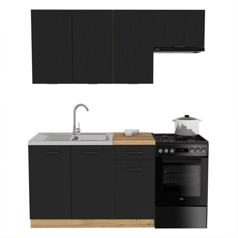 Køkkensæt Modern 170 cm Rillet Sort