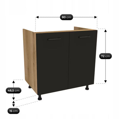 Køkkensæt Modern 170 cm Rillet Sort