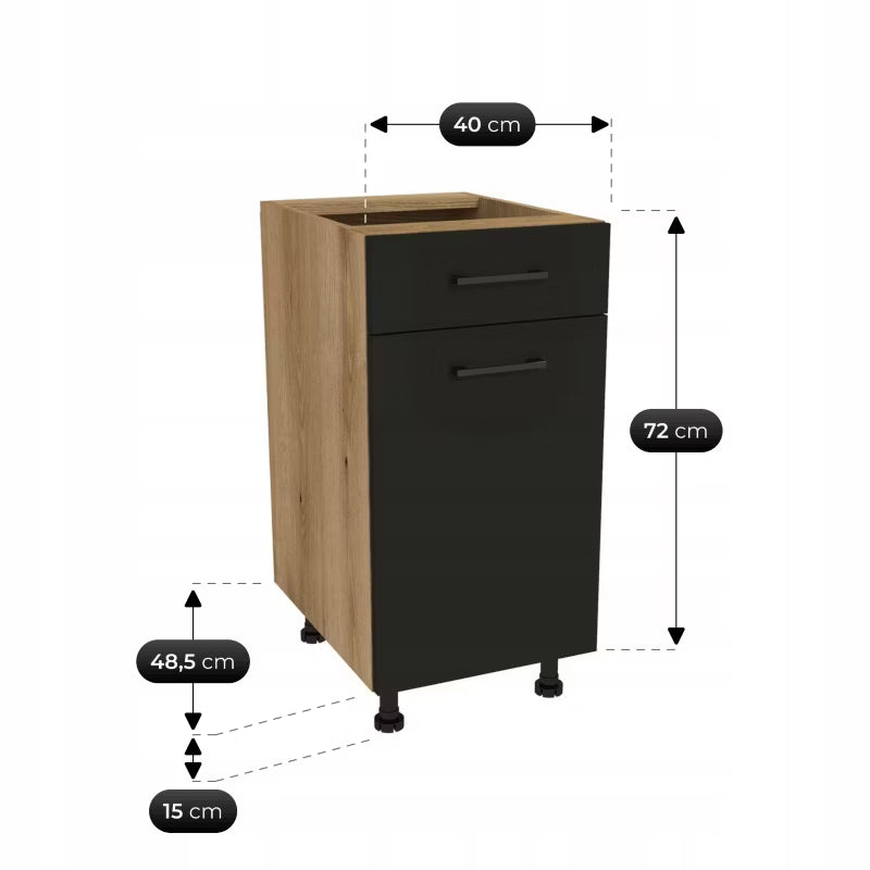 Køkkensæt Modern 170 cm Rillet Sort