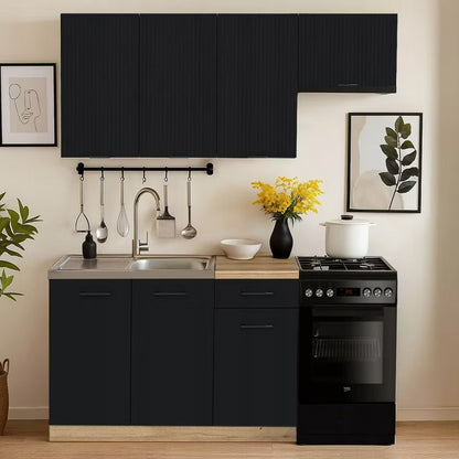Køkkensæt Modern 170 cm Rillet Sort