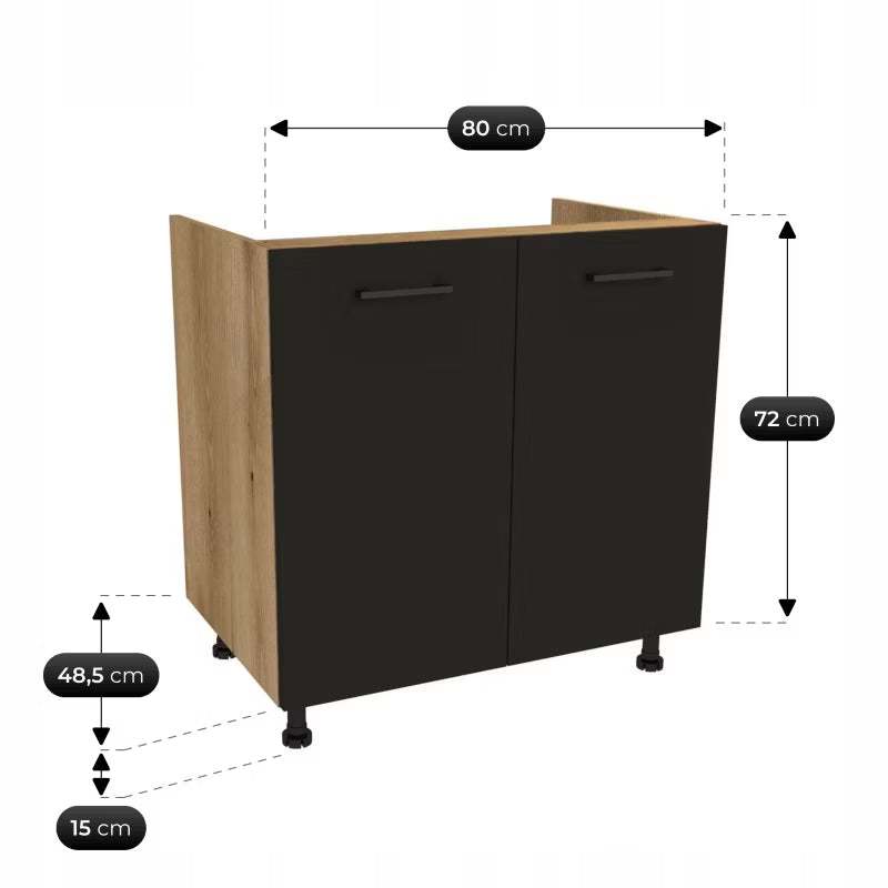 Køkkensæt Modern 170 cm Rillet Sort