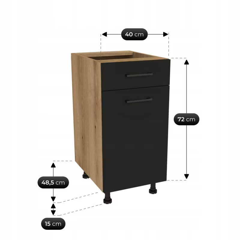 Køkkensæt Modern 260 cm Sort og Egetræ