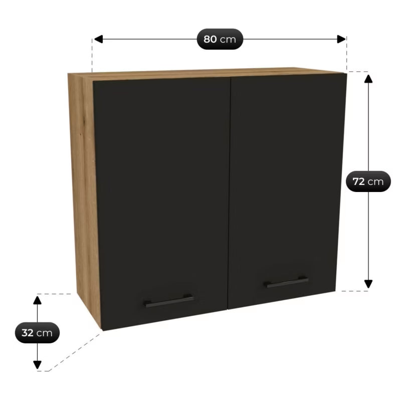 Køkkensæt Modern 260 cm Sort og Eg