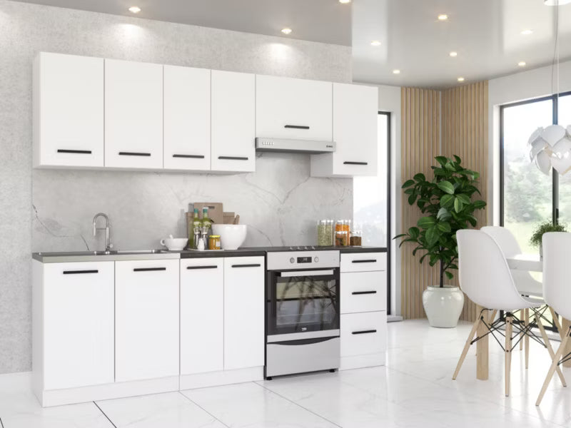 Køkkensæt Mokka 240 cm Hvid Mat med Bordplade