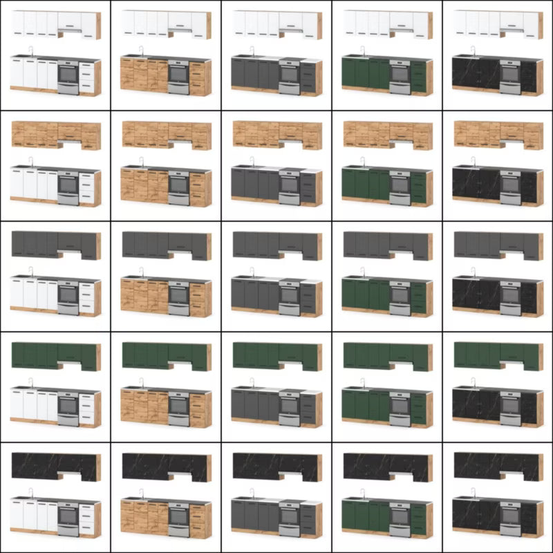 Køkkensæt Mokka 240 cm Wotan Eg Grå Mat med Bordplade