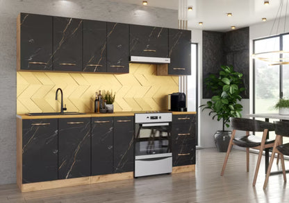 Køkkensæt Mokka 240 cm Wotan Eg med Bordplade