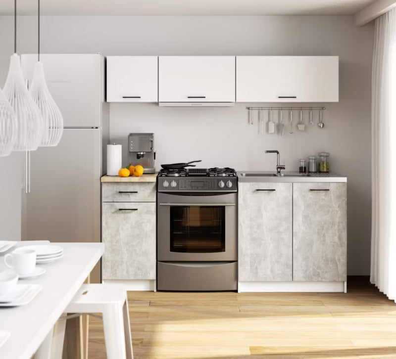 Køkkensæt Oliwia G1 180 cm Hvid og Beton Mat