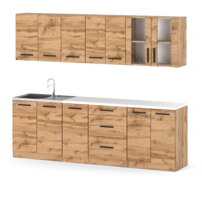 Køkkensæt Remino 260 cm Wotan Eg med Bordplade