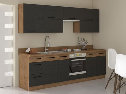 Køkkensæt Vigo II med LED Eg Lancelot / Matera 260 cm