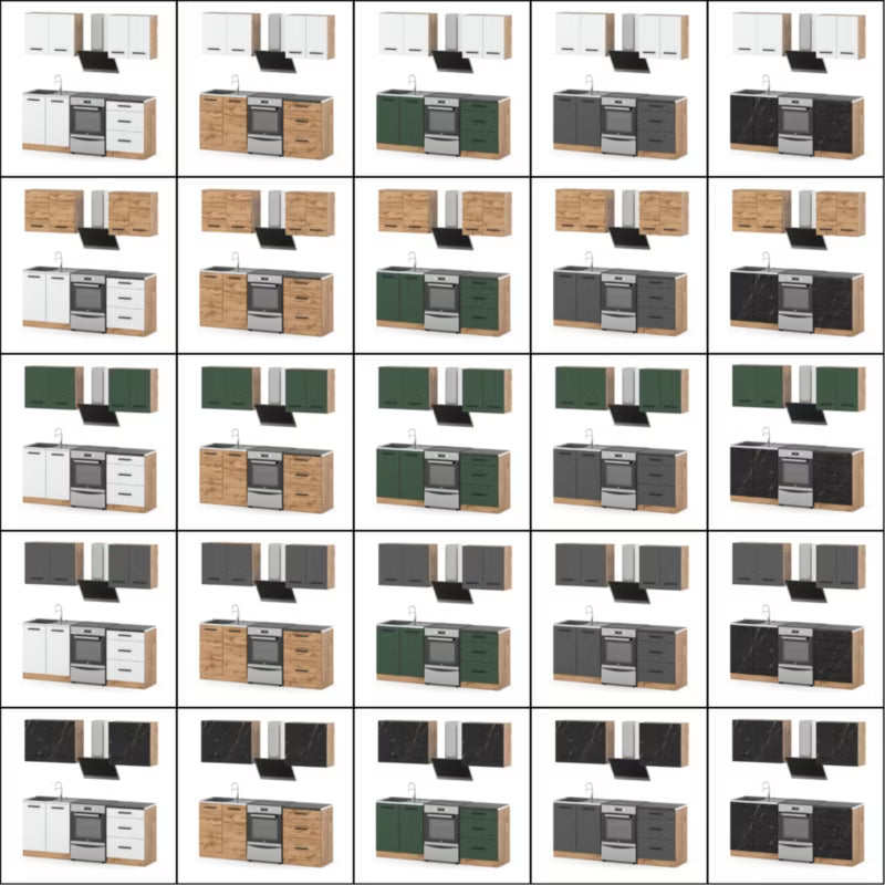Køkkensæt Mini Mokka 200 cm Hvid Mat med Bordplade