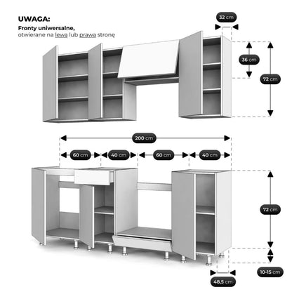Køkkensæt Modern 200 cm Eg Evoke