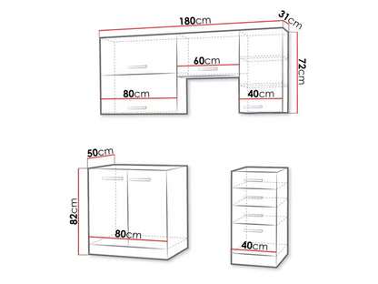 Køkkensæt Multiline II Grå og Hvid Højglans