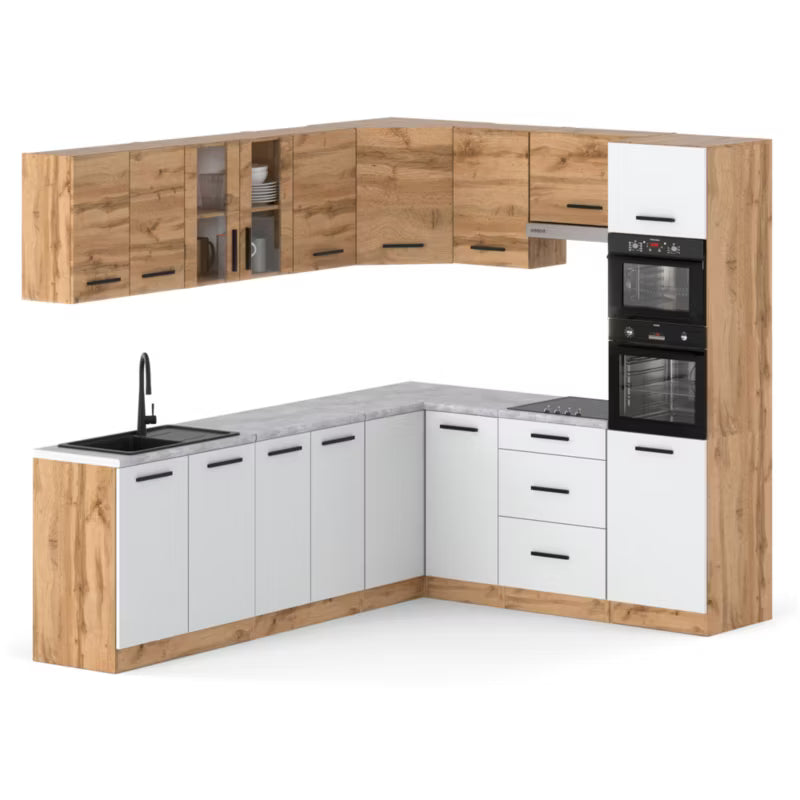 Køkkensæt Vinkel 460 cm Wotan Eg Hvid Mat