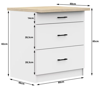 Køkkenskab 80 cm med Bordplade Hvid
