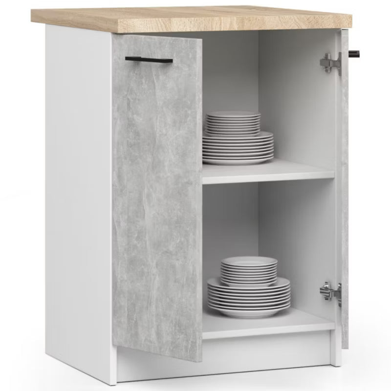 Køkkenskab 60x46 cm Hvid Beton Mat