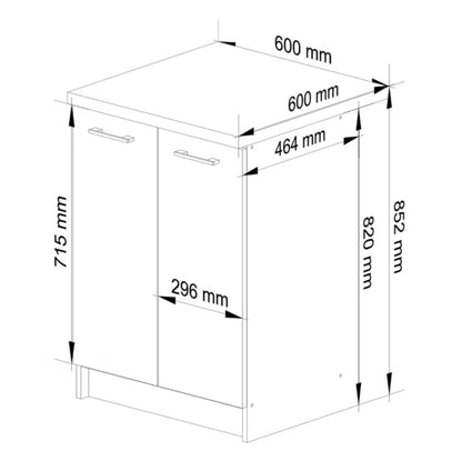 Køkkenskab 60x46 cm Hvid Beton Mat