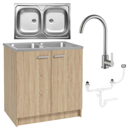 Køkkenskab 80 cm Sonoma Eg med Vask og Armatur