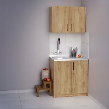 Køkkenskab 80x50 cm Dąb Craft Guld med Stålvask