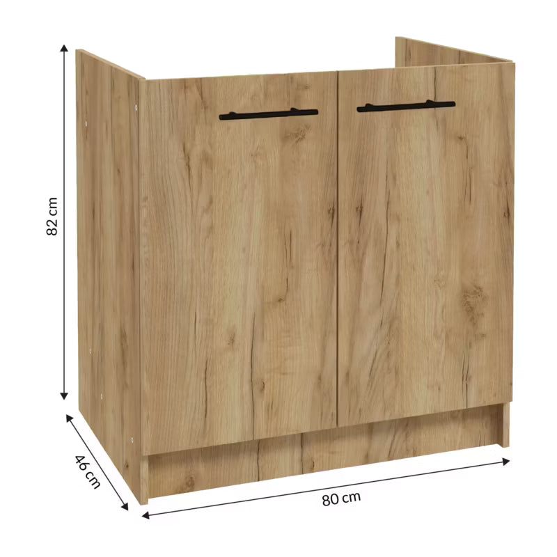Køkkenskab 80x50 cm Gylden Eg med Vask og Armatur