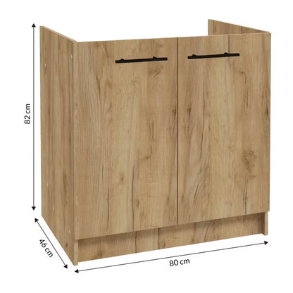 Køkkenskab 80x50 cm Gylden Eg med Vask og Armatur