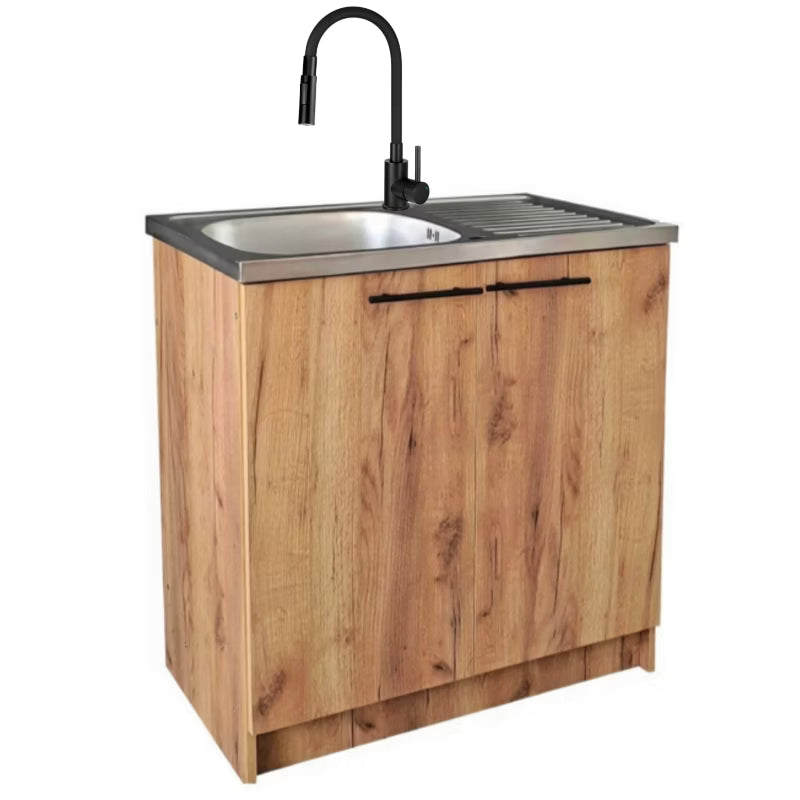 Køkkenskab 80x50 cm Gylden Eg med Vask og Armatur
