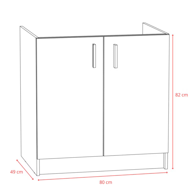 Køkkenskab 80x50 cm Hvid med Dobbeltvask