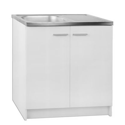 Køkkenskab 80x50 cm Hvid med Vask og Sort Armatur
