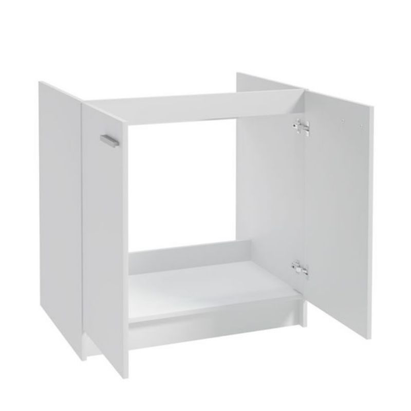Køkkenskab 80x50 cm Hvid med Vask og Sort Armatur