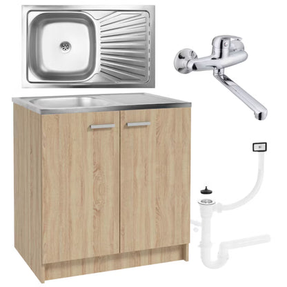 Køkkenskab 80x50 cm med Vask og Vægbatteri