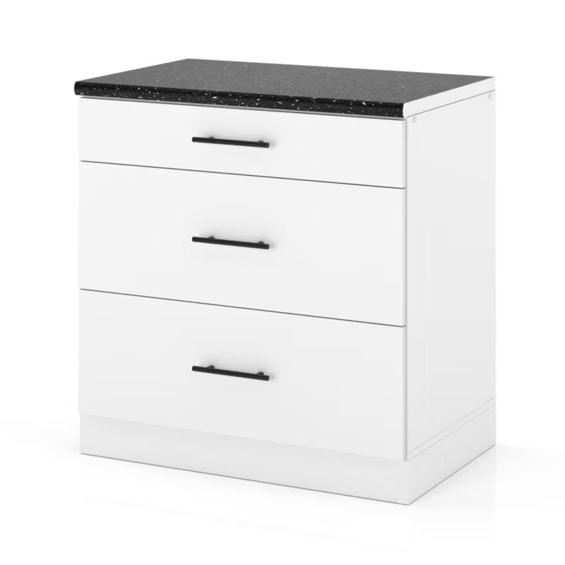 Køkkenskab 80x52x85 cm Hvid Mat med 3 Skuffer