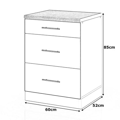 Køkkenskab D60S3 MET sPremium 60x52x85 cm Hvid