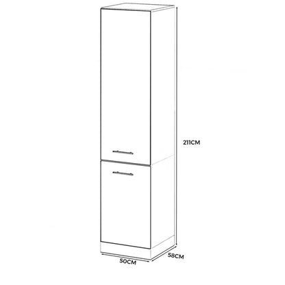 Køkkenskab Højskab S50 50x58x211 cm Hvid