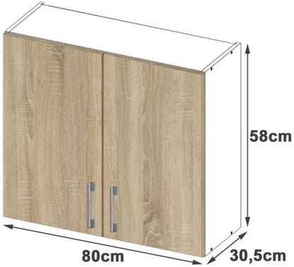 Køkkenskab Lima 80x30,5x58 cm Sonoma Eg og Hvid