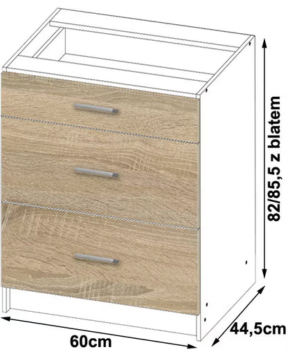 Køkkenskab Lima S60 60x44,5x82 cm Hvid Sonoma Eg med Bordplade