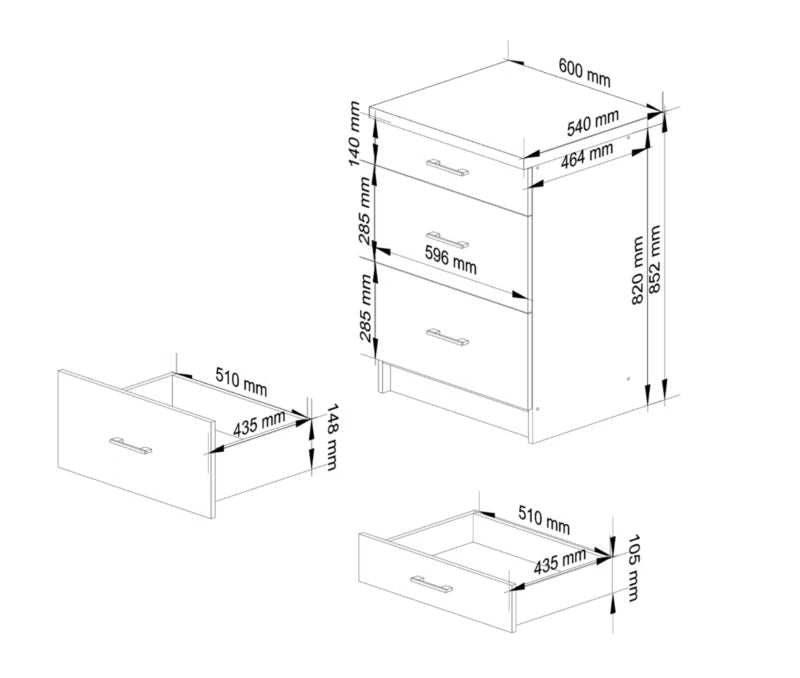 Køkkenskab Lima S60 60x44,5x82 cm Hvid Sonoma Eg med Bordplade