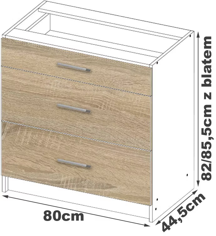 Køkkenskab Lima S80 80 cm Hvid Sonoma Eg
