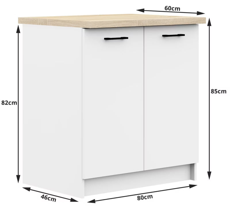 Køkkenskab Oliwia 80x46x85 cm Hvid med Bordplade